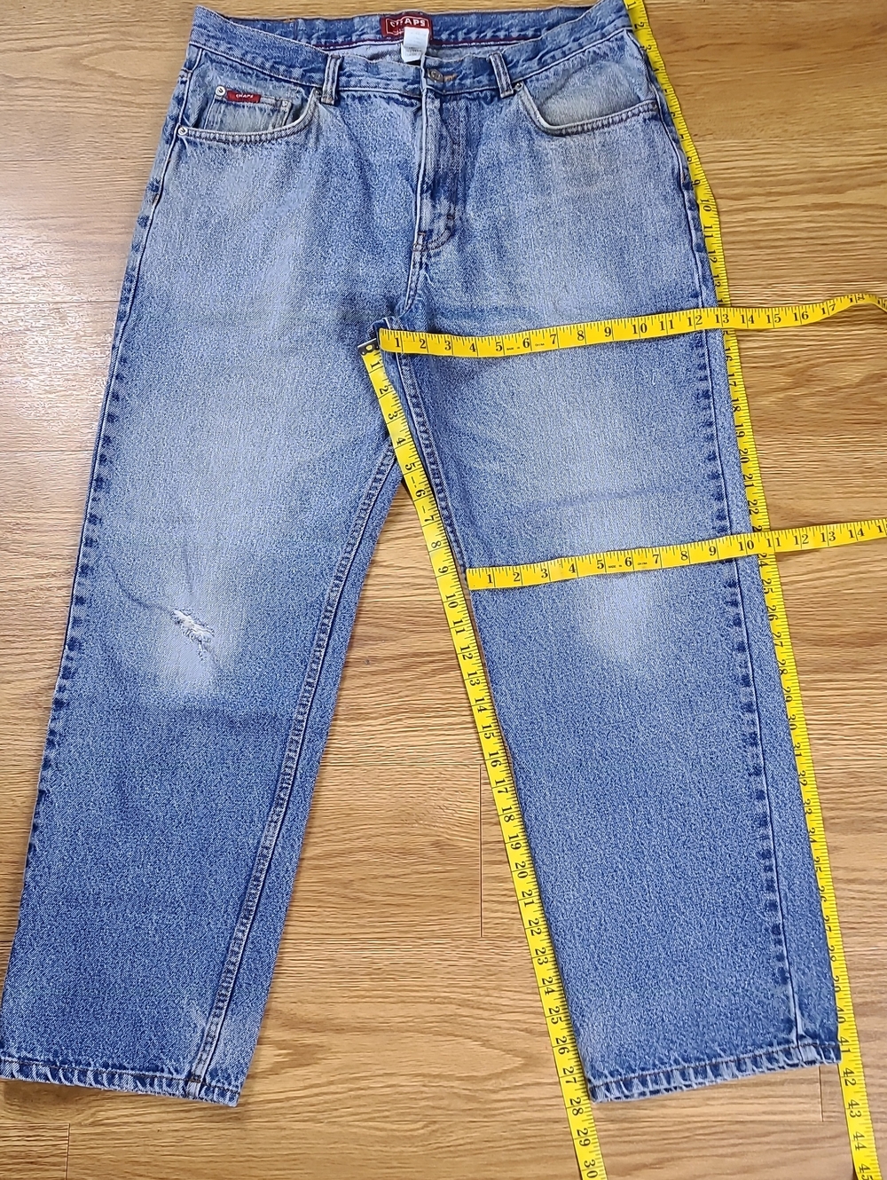 CHAPS VINTAGE 1997 34x28 Mens Stright baggy denim blue stone wash jeans